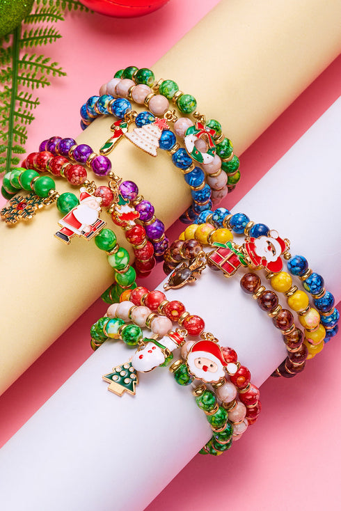Whimsical Alloy Beaded Charm Bracelet Trio