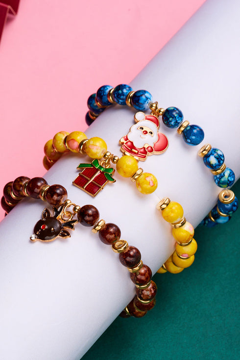 Whimsical Alloy Beaded Charm Bracelet Trio