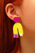 Whimsical Beaded Heart Shape Drop Statement Earrings