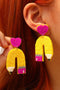 Whimsical Beaded Heart Shape Drop Statement Earrings