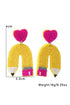 Whimsical Beaded Heart Shape Drop Statement Earrings