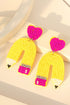 Whimsical Beaded Heart Shape Drop Statement Earrings