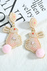 Whimsical Beaded Rabbit Motif Statement Dangle Earrings
