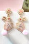 Whimsical Beaded Rabbit Motif Statement Dangle Earrings