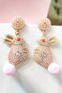 Whimsical Beaded Rabbit Motif Statement Dangle Earrings