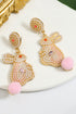 Whimsical Beaded Rabbit Motif Statement Dangle Earrings