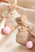 Whimsical Beaded Rabbit Motif Statement Dangle Earrings