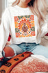 Whimsical Bird Graphic Print Fleece Pullover Sweatshirt
