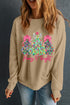 Whimsical Bow Tree Graphic Crew Neck Pullover Sweatshirt