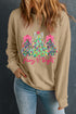 Whimsical Bow Tree Graphic Crew Neck Pullover Sweatshirt