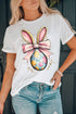 Whimsical Bunny Ears Egg Graphic Crew Neck T-Shirt