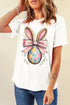 Whimsical Bunny Ears Egg Graphic Crew Neck T-Shirt