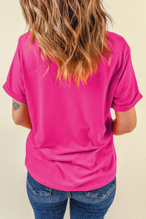 Whimsical Bunny Graphic Print Short Sleeve Crew Neck Tee