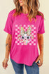 Whimsical Bunny Graphic Print Short Sleeve Crew Neck Tee