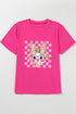 Whimsical Bunny Graphic Print Short Sleeve Crew Neck Tee