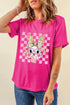Whimsical Bunny Graphic Print Short Sleeve Crew Neck Tee