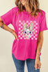 Whimsical Bunny Graphic Print Short Sleeve Crew Neck Tee