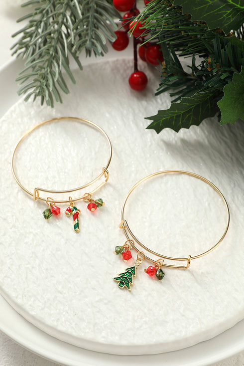 Whimsical Candy Cane Charm Beaded Alloy Bracelet