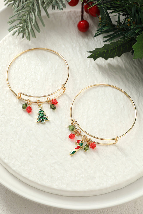 Whimsical Candy Cane Charm Beaded Alloy Bracelet