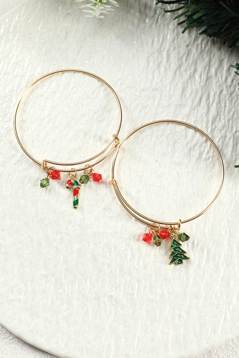 Whimsical Candy Cane Charm Beaded Alloy Bracelet