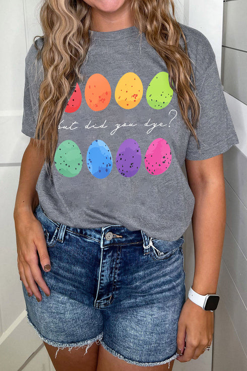 Whimsical Egg Graphic Print Short Sleeve Crew Neck Tee