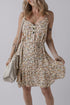 Whimsical Floral Tie Waist Adjustable Strap Flowy Flared Dress