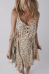 Whimsical Floral Tie Waist Adjustable Strap Flowy Flared Dress