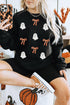 Whimsical Ghost And Bow Graphic Crew Neck Sweatshirt