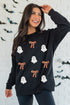 Whimsical Ghost And Bow Graphic Crew Neck Sweatshirt