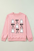 Whimsical Ghost And Bow Graphic Print Sweatshirt