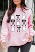 Whimsical Ghost And Bow Graphic Print Sweatshirt