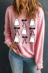 Whimsical Ghost And Bow Graphic Print Sweatshirt