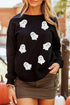 Whimsical Ghost Graphic Crew Neck Sweatshirt