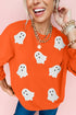 Whimsical Ghost Graphic Crew Neck Sweatshirt