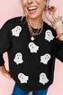Whimsical Ghost Graphic Crew Neck Sweatshirt