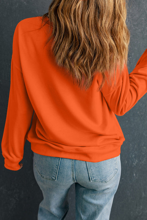 Whimsical Ghost Graphic Crew Neck Sweatshirt