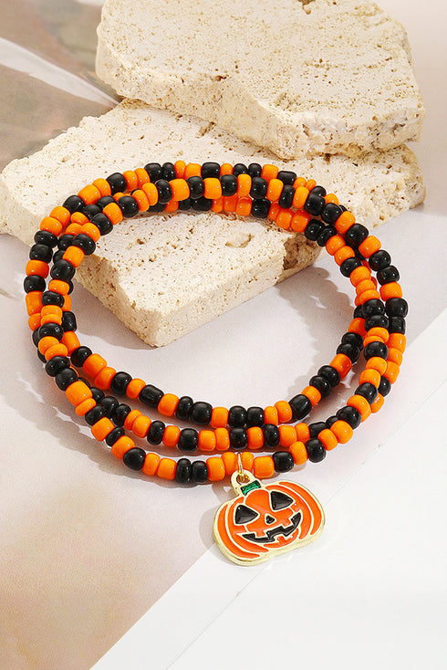 Whimsical Glazed Rice Bead Graphic Pendant Charm Necklace
