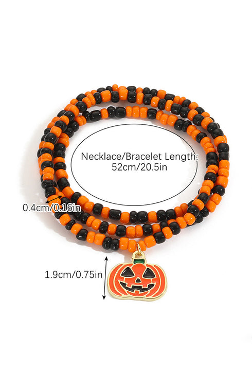 Whimsical Glazed Rice Bead Graphic Pendant Charm Necklace