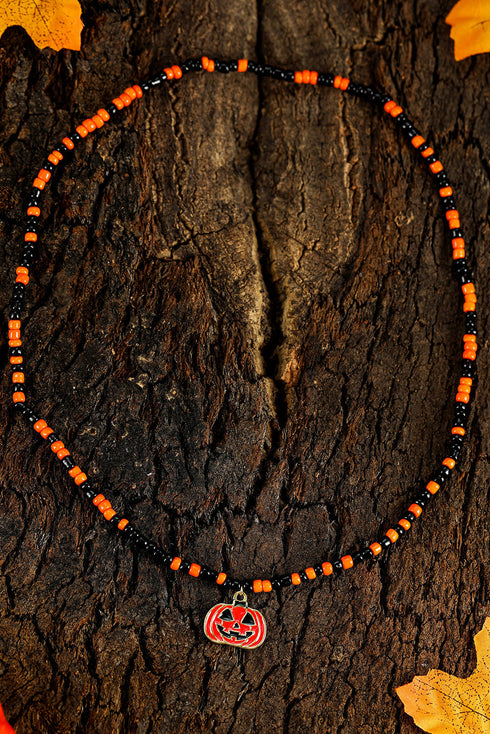 Whimsical Glazed Rice Bead Graphic Pendant Charm Necklace