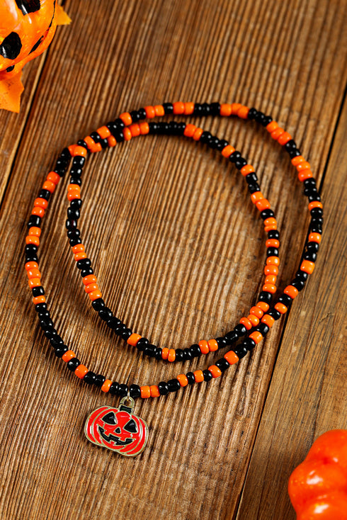 Whimsical Glazed Rice Bead Graphic Pendant Charm Necklace
