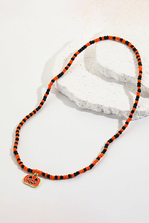 Whimsical Glazed Rice Bead Graphic Pendant Charm Necklace