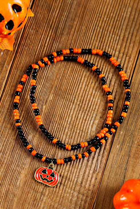 Whimsical Glazed Rice Bead Graphic Pendant Charm Necklace