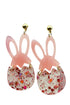 Whimsical Glitter Acrylic Bunny Motif Stud Earrings
