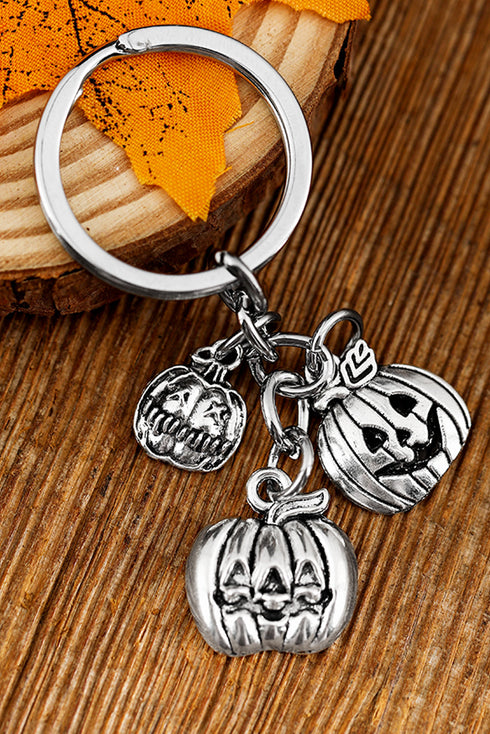 Whimsical Jack O Lantern Motif Alloy Charm Metal Keychain