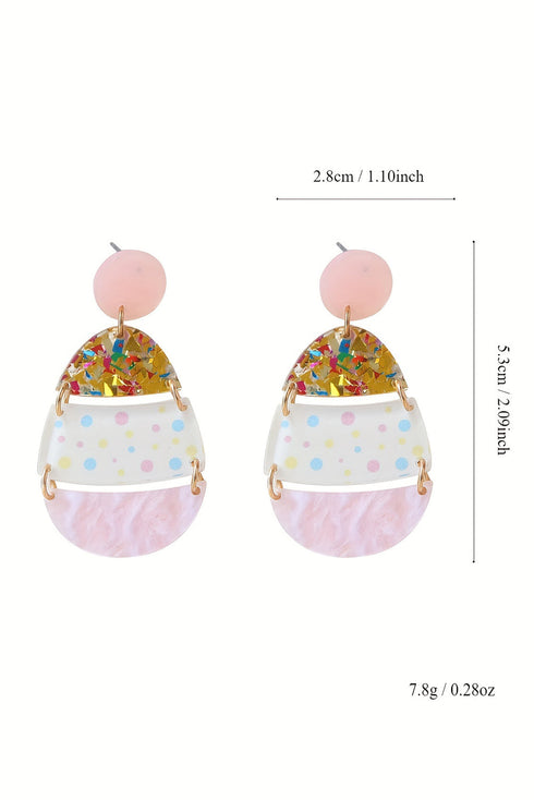 Whimsical Patterned Egg Shape Acrylic Drop Earrings