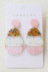 Whimsical Patterned Egg Shape Acrylic Drop Earrings
