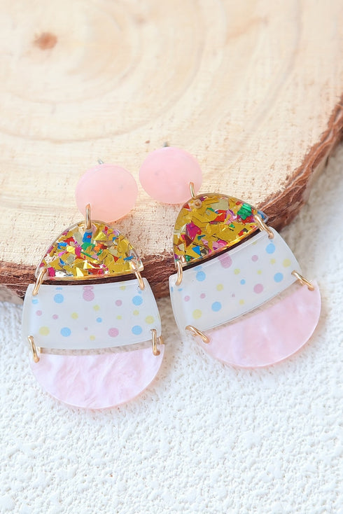 Whimsical Patterned Egg Shape Acrylic Drop Earrings