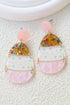 Whimsical Patterned Egg Shape Acrylic Drop Earrings