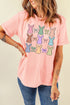 Whimsical Polka Dot Bunny Graphic Crew Neck Shirt