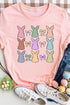 Whimsical Polka Dot Bunny Graphic Crew Neck Shirt